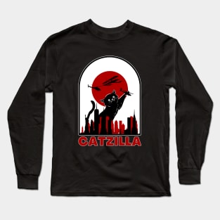 Catzilla.Funny cat pun Long Sleeve T-Shirt